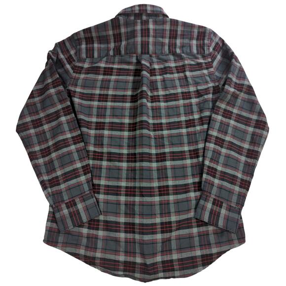 St Johns Bay Mens Plaid Button Down Shirt Gray Red Long Sleeve Size S - Picture 9 of 10